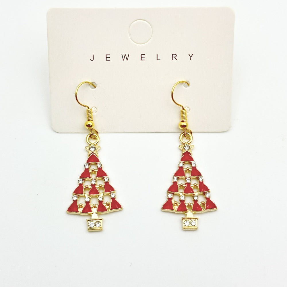 Wallesar Santa Claus Christmas Tree Cartoon Earrings