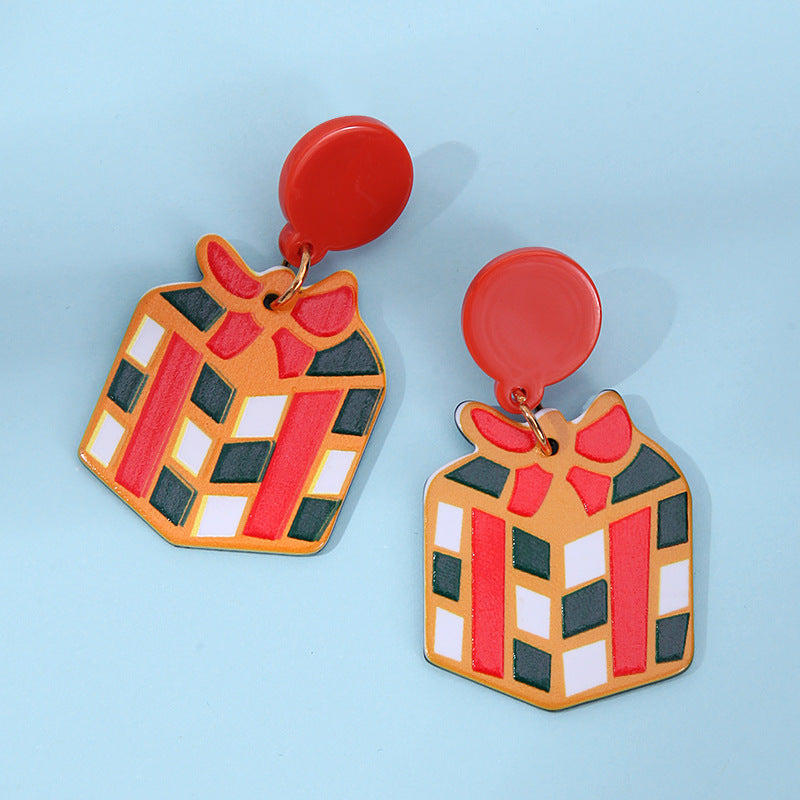 Wholesale Acrylic Christmas Earrings Festive Snowflake Snowman Wreath Design Trendy Jewelry Accessory Gift