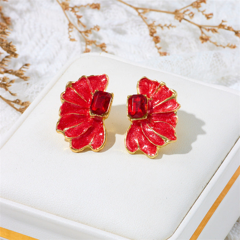 Wholesale Retro Style Butterfly Petal Oil Drop Earrings