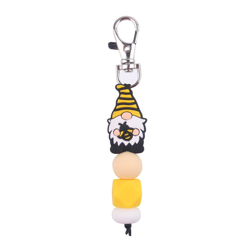 Wholesale Cartoon Santa Claus Silicone Beaded Keychain