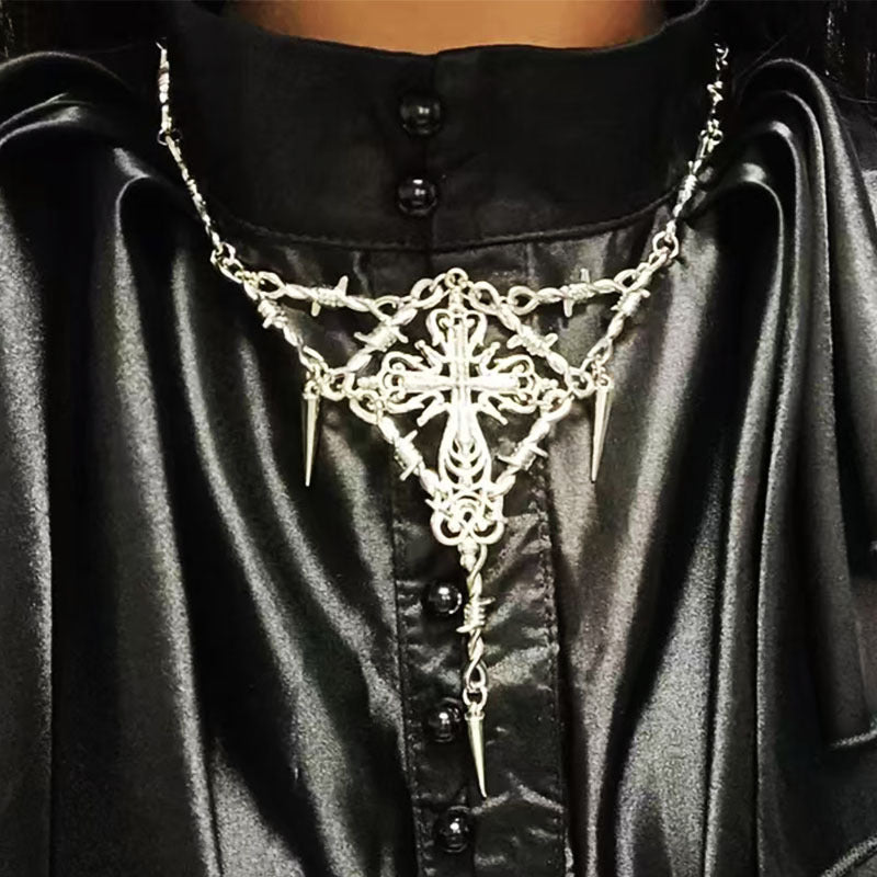 Wholesale Gothic Thorn Metal Strap Wire Chain Necklace Jewelry Y2K Chain for Men and Women Valentine's Day Girlfriend Gift
