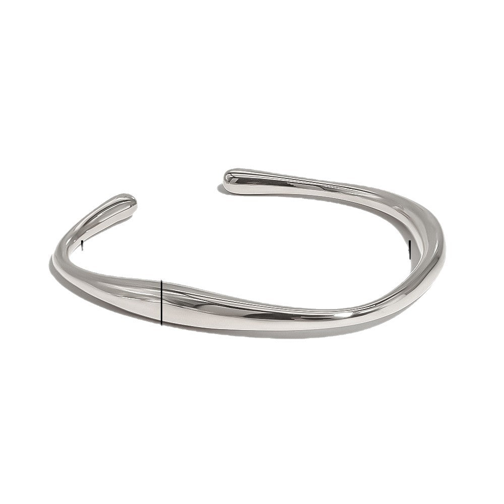 Wholesale irregular smooth asymmetric stainless steel bracelet