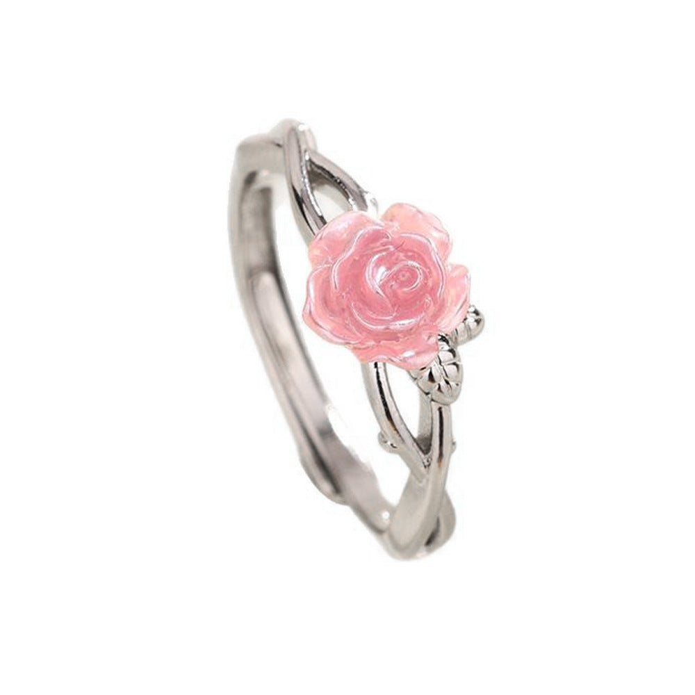 Wholesale Pink Blue Rose Ring Romantic Valentine' s Day Ring
