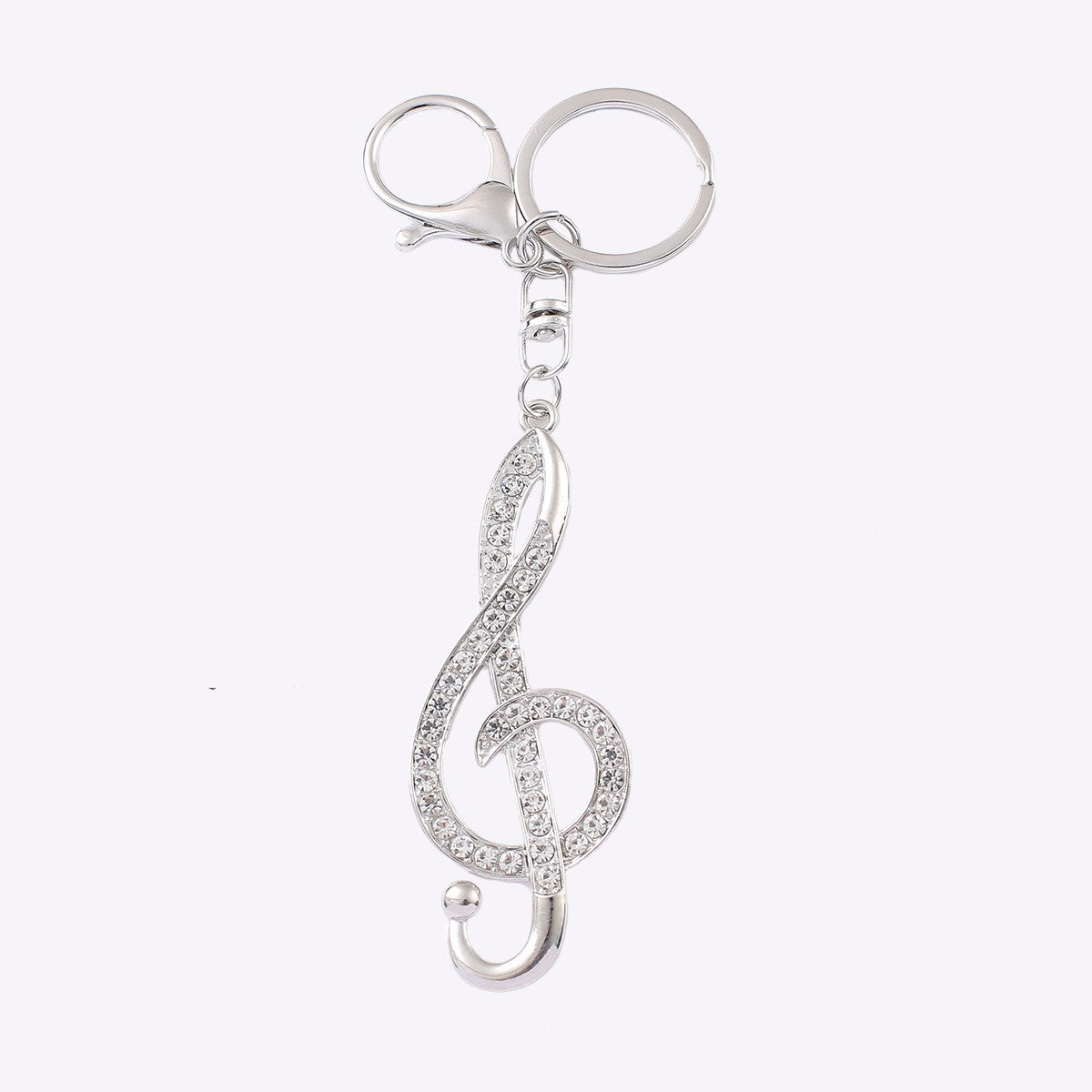 Wholesale Gold silver note studded diamond metal keychain