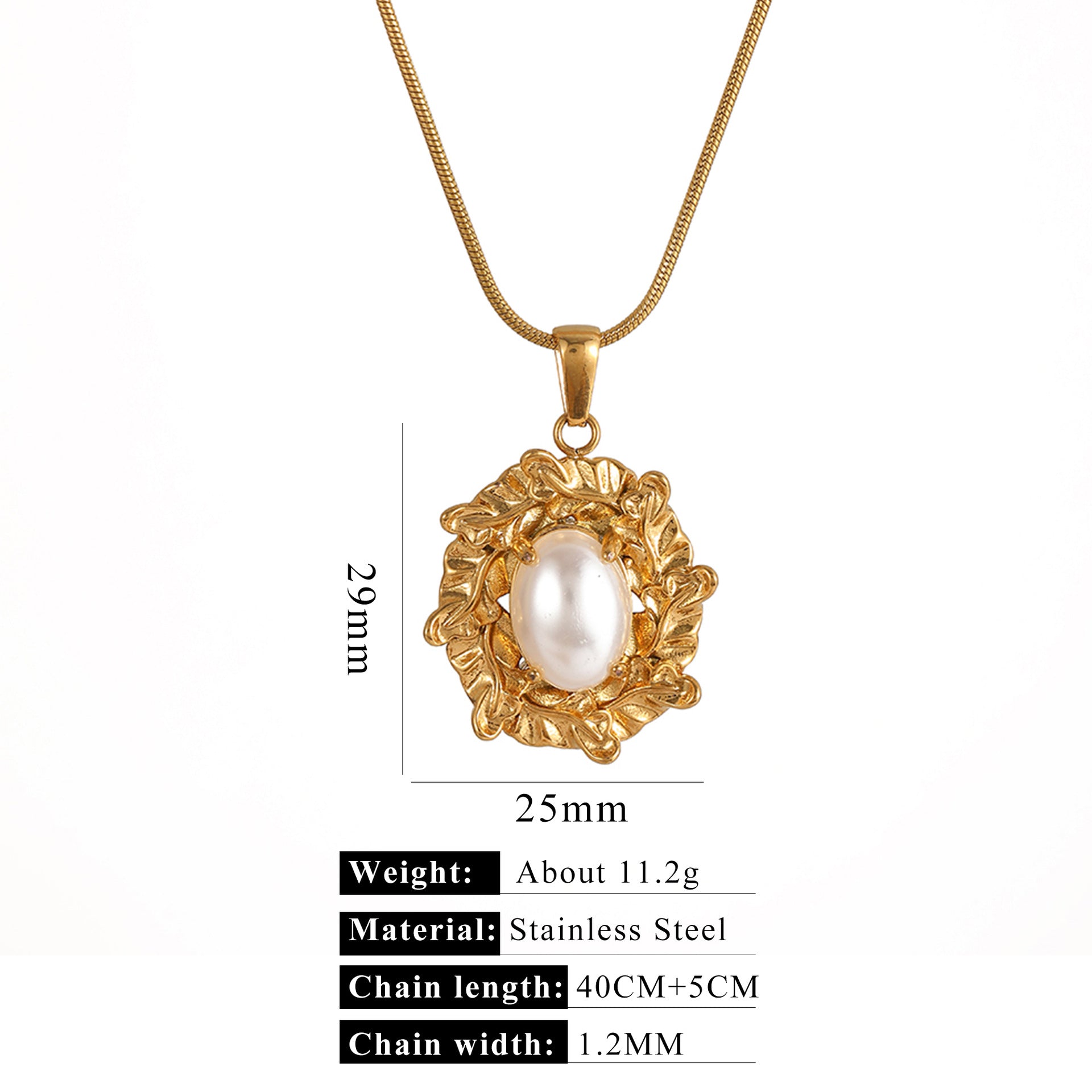 Wholesale Pearl Casting Love Pendant stainless steel necklace