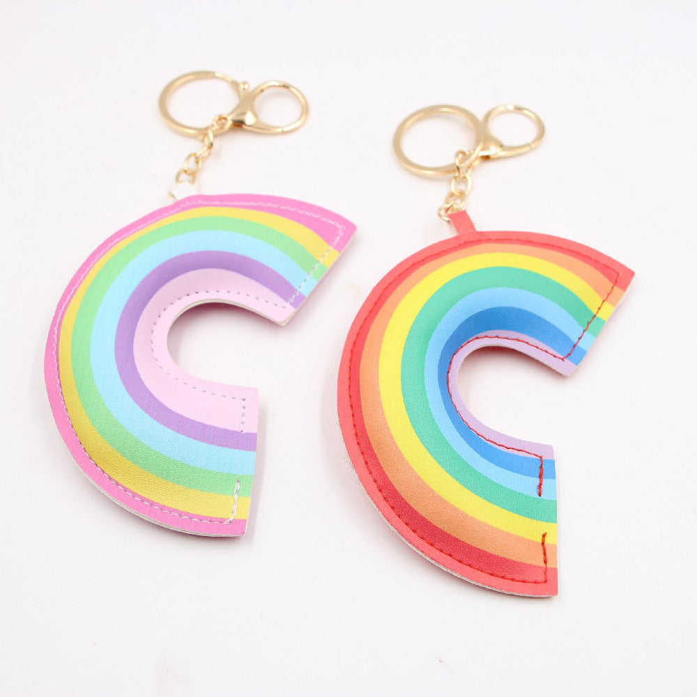 Wholesale Rainbow Cotton-filled Leather Keychain