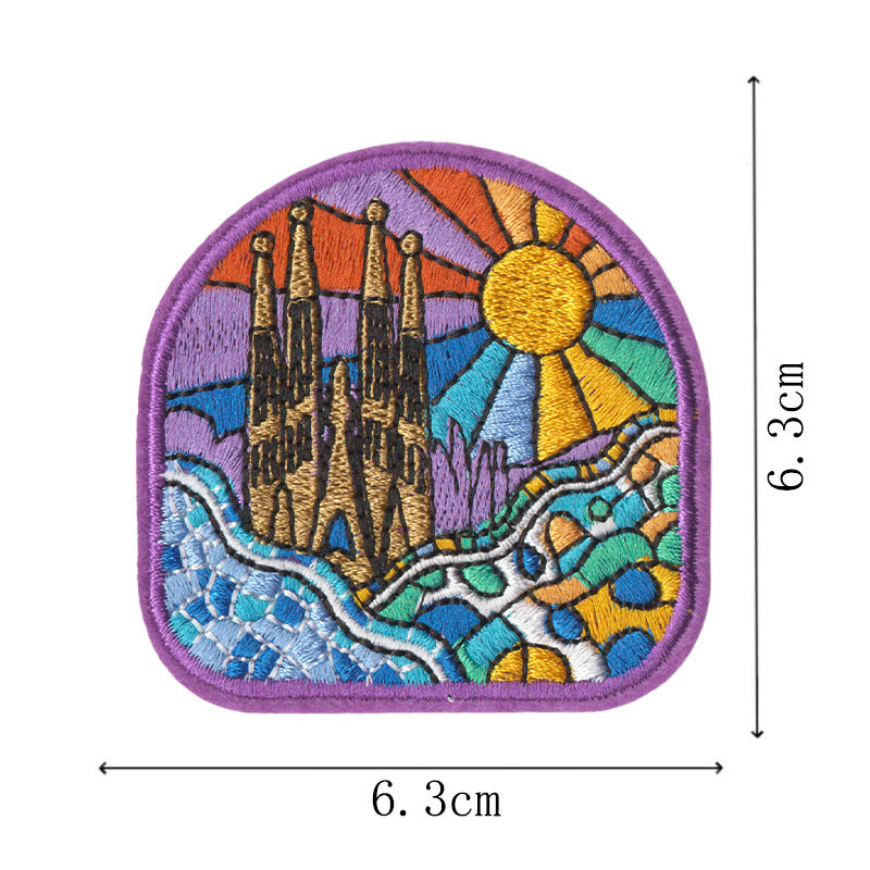 Wholesale Embroidered Travel Patch Set 9 Iron On World Landmark Badges For Clothing Towels And DIY Decor
