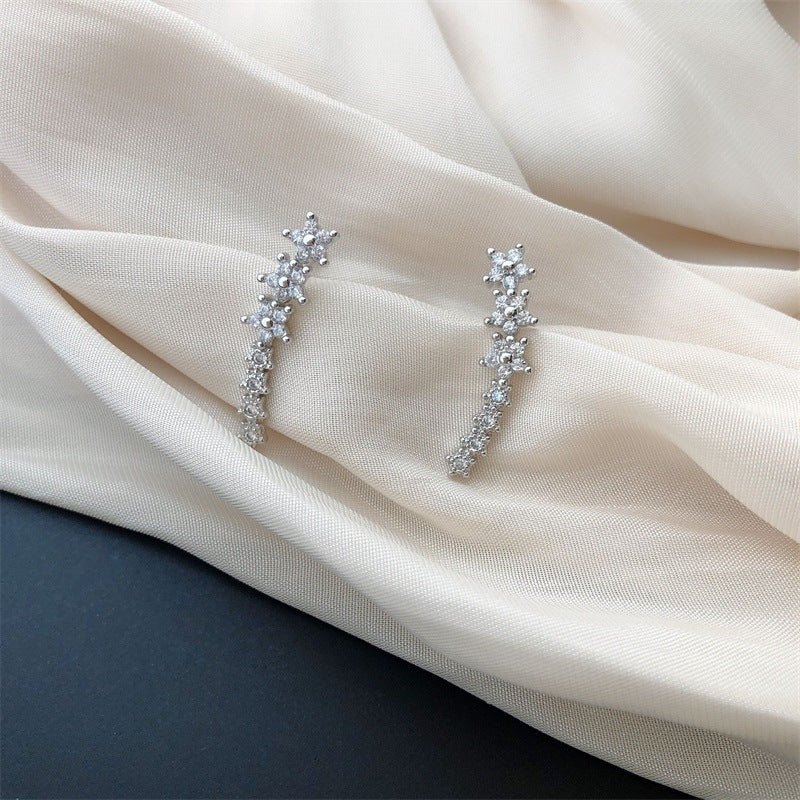 Wholesale Big Dipper Zircon Stud Earrings Silver Tone Trendy Jewelry Accessory For Everyday Wear And Boutique Resale