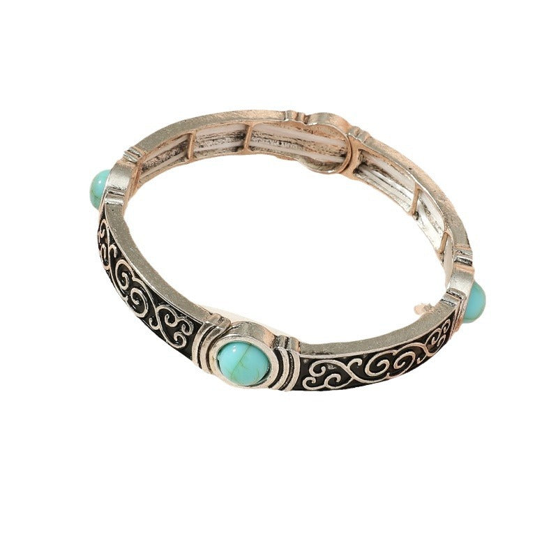 Wholesale Retro Turquoise Ethnic Style Elastic Bracelets