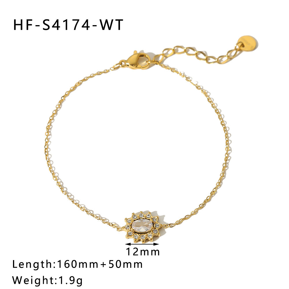 Wholesale Sunflower Stainless Steel Bracelet Love Zircon Geometric Bracelet