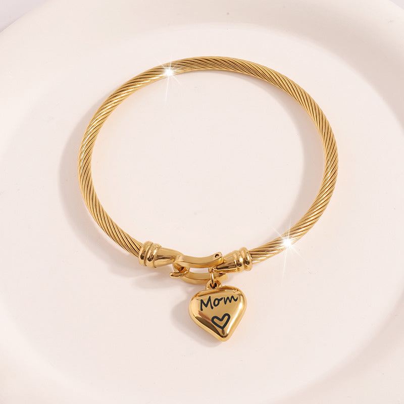 Wholesale Titanium Steel Horseshoe Hook Elastic Love Engraving Bracelet