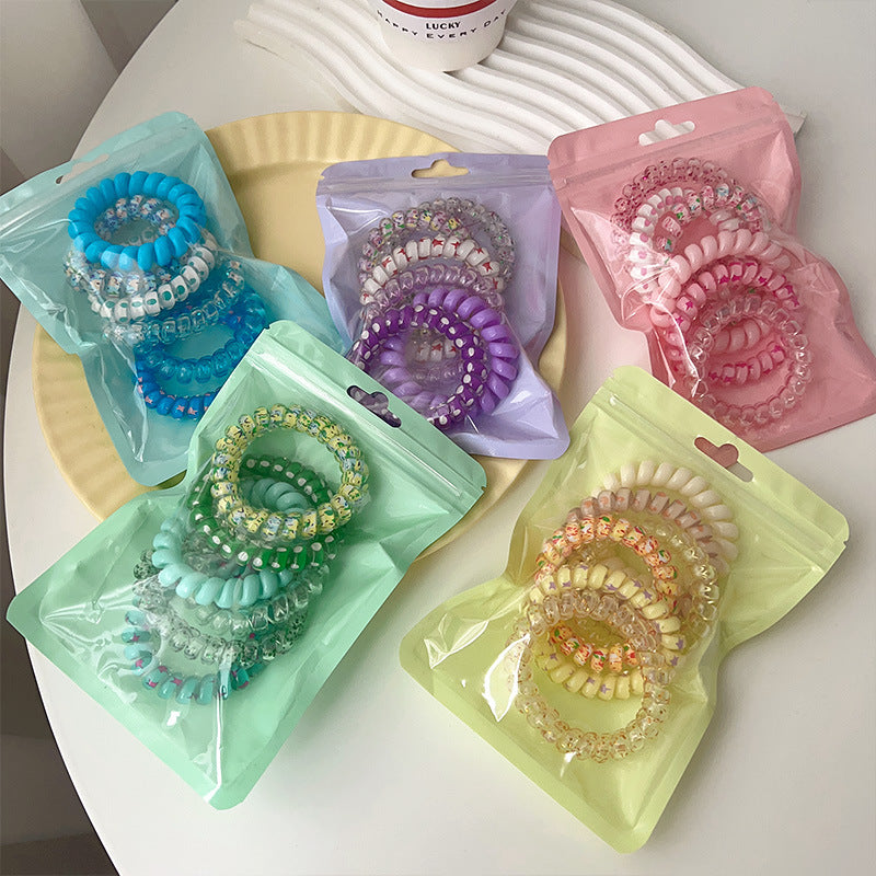 Wholesale Sweet Color Simple No-Trace No-Damage Elastic Band Telephone Line Hair Scrunchies