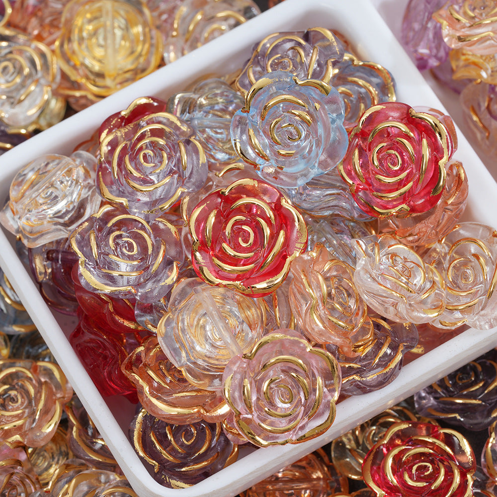 Wholesale 10pcs small flower acrylic accessories imitation rose DIY Beads