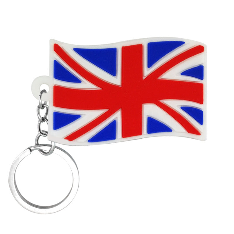 Al por mayor 10pcs US México Flagación del Reino Unido de la bandera de Francia PVC Keychain