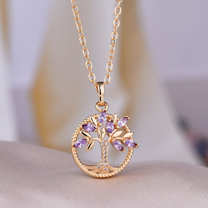 Wholesale Tree of Life Necklace Exquisite Pendant Necklace Shiny Memorial Birthday Gift