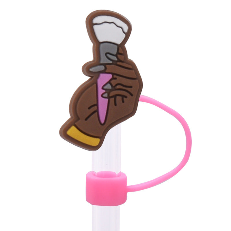 Wholesale Random 100pcs/pack Cute girl dust plug straw hat Straw Tube Cap