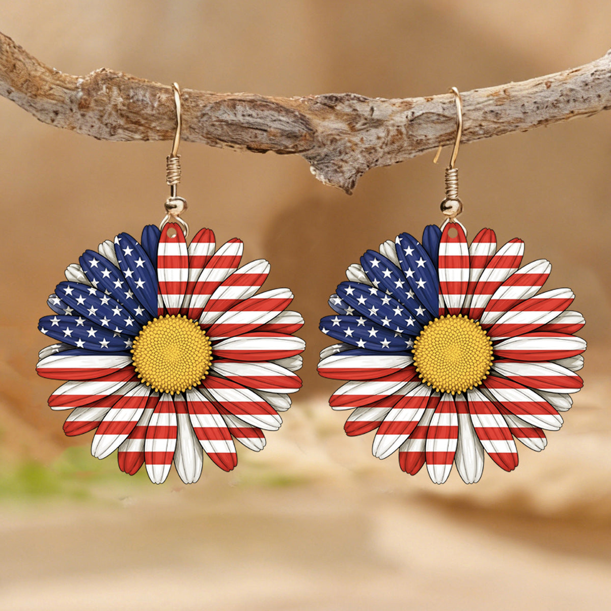 Wholesale Red White Blue Flag Bald Eagle Pendant Earrings
