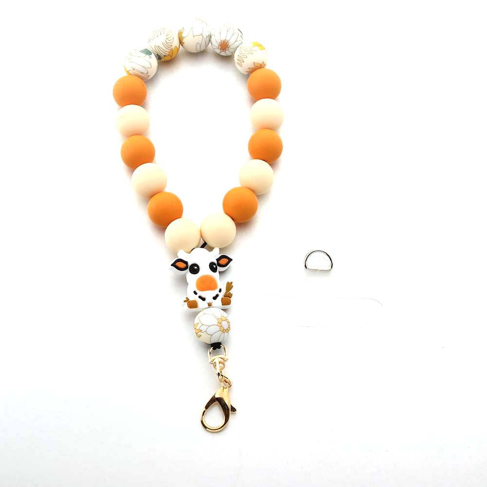 Wholesale Cartoon Animal Highland Cattle Elephant Silicone Beads Wrist Keychain