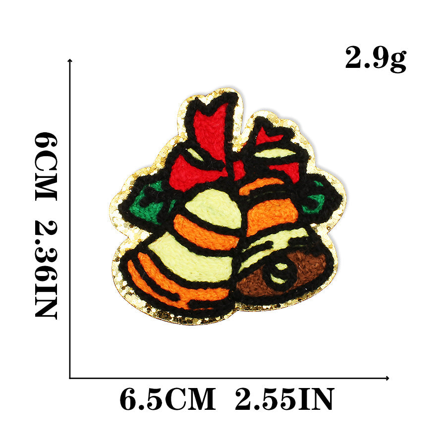 Wholesale Christmas Snowman Embroidered Chenille Sew On Patches Gold Trim For Clothing DIY Craft Supply