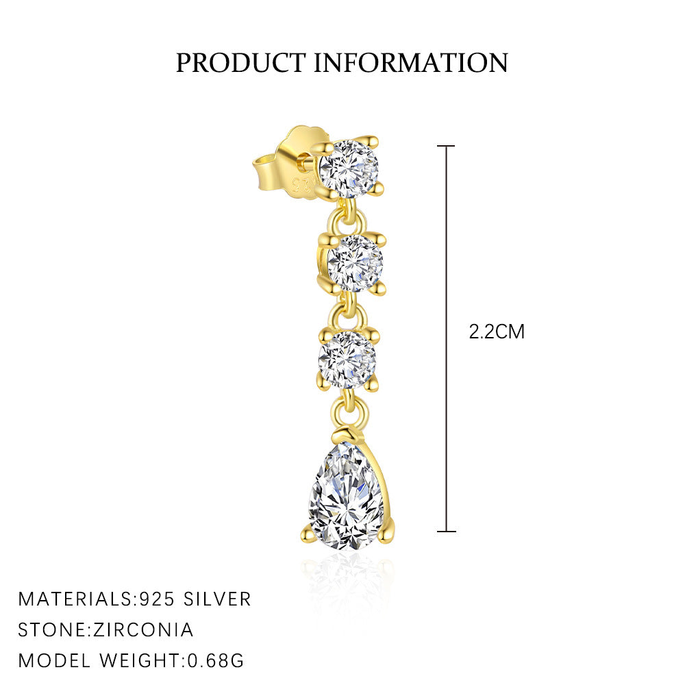 Wholesale Geometric Water Drop Zircon Earrings Ear Studs