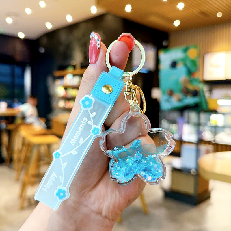 Wholesale Transparent Acrylic Quicksand Bear Cup Keychain