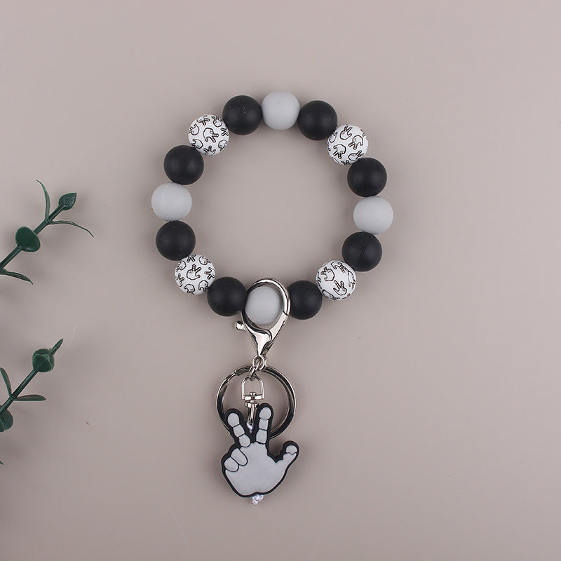 Wholesale Men's Gesture Keychain Silicone Bead Bracelet