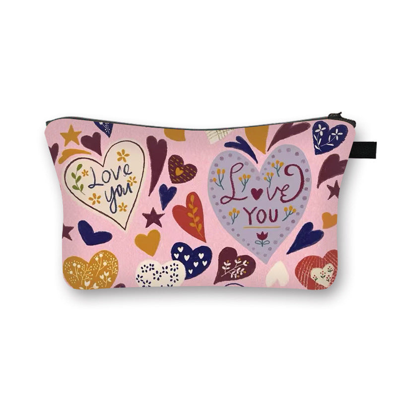 Wholesale new valentine's day love sweet breathable girl makeup bag student storage bag cartoon makeup portable