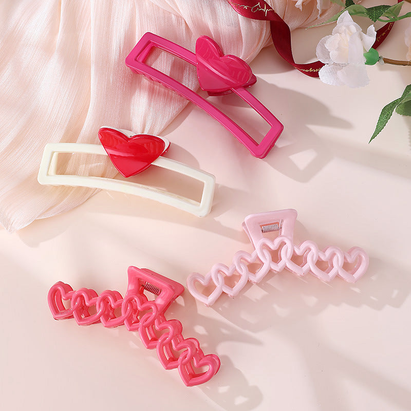 Wholesale Valentine's Day Girl Pink Love Sweet Cute Elegant Shark Clip Back of Head Hair Accessories Hair Clip