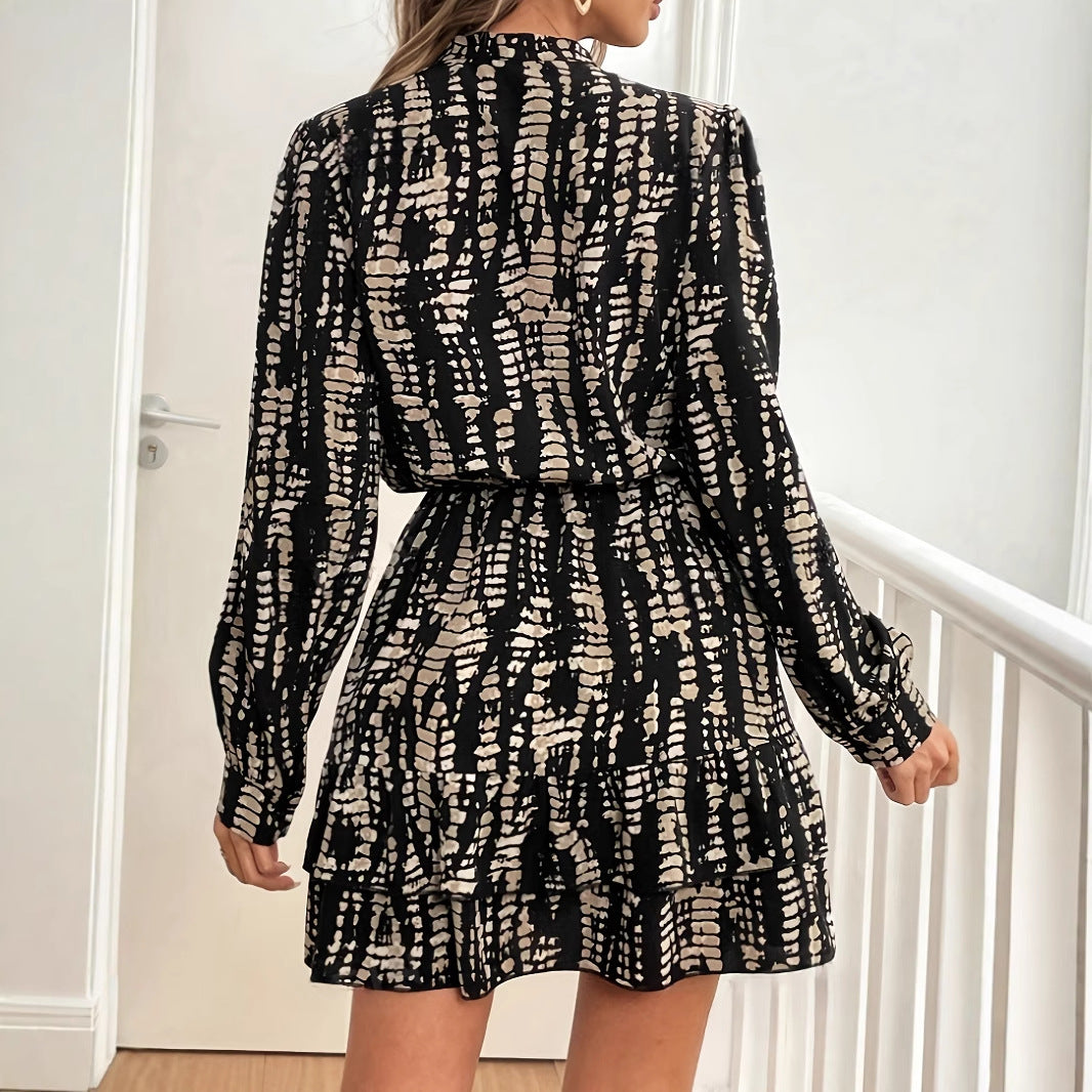 Wholesale 2025 New Spring and Autumn Joker Fashion Wave Point V Neck dress Ladies A Skirt