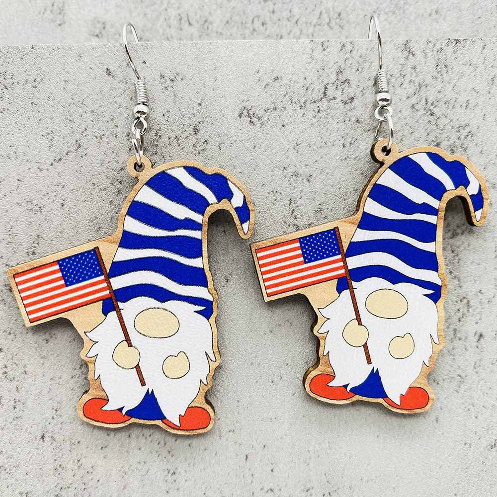 Wholesale American Independence Day LOVE Sunflower Eagle Wooden Earrings