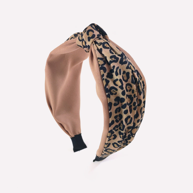 Wholesale Leopard Pattern Color Matching Cross Fabric Hair Bands
