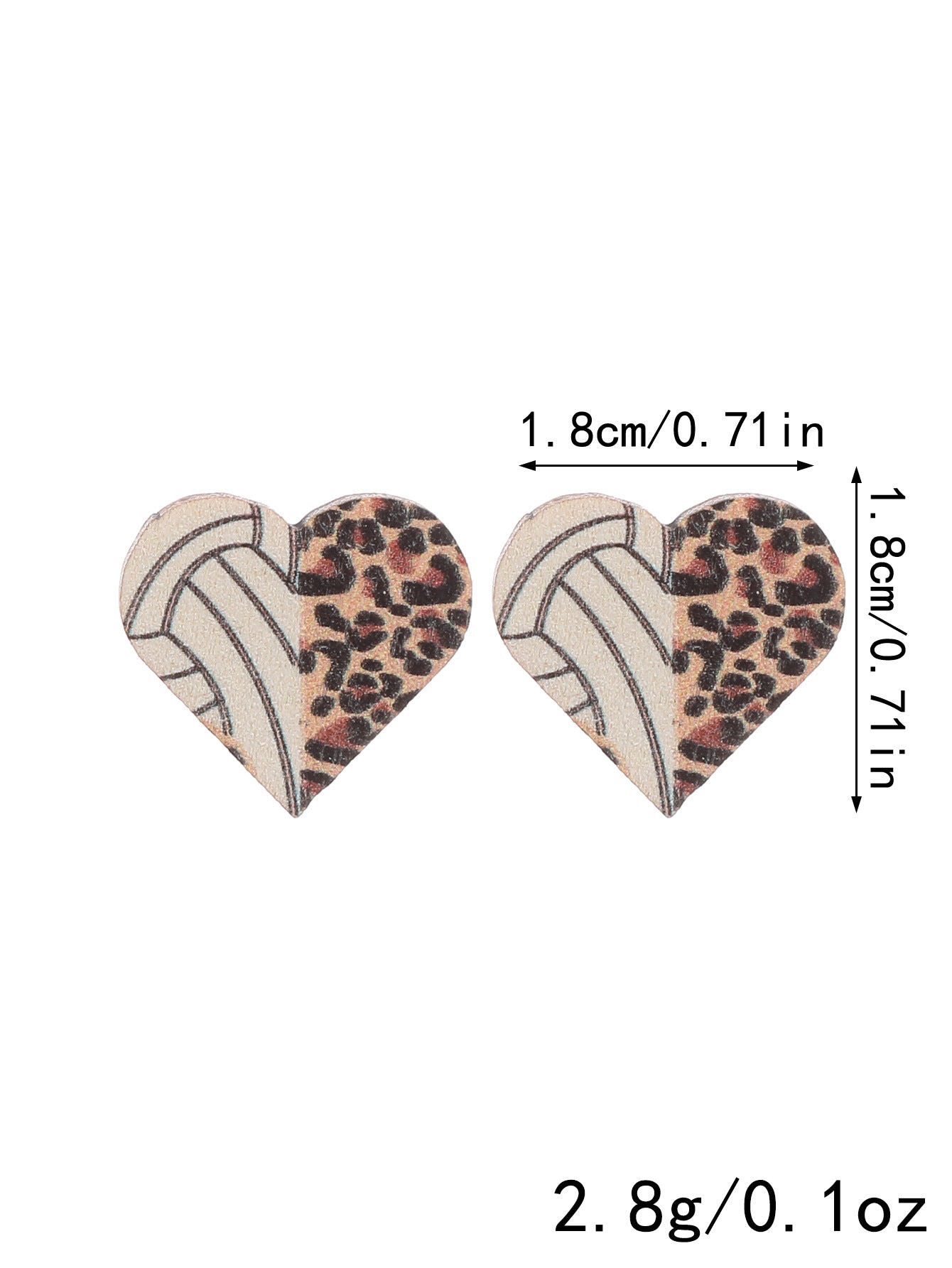Wholesale Leopard print sports style heart cute wooden earrings