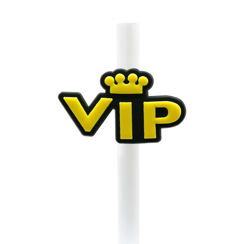 Wholesale 10pcs/pack Cute casual straw cover straw cap cartoon silicone straw dust cap dust plug