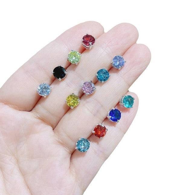Wholesale Colored zircon four  prong stud earrings