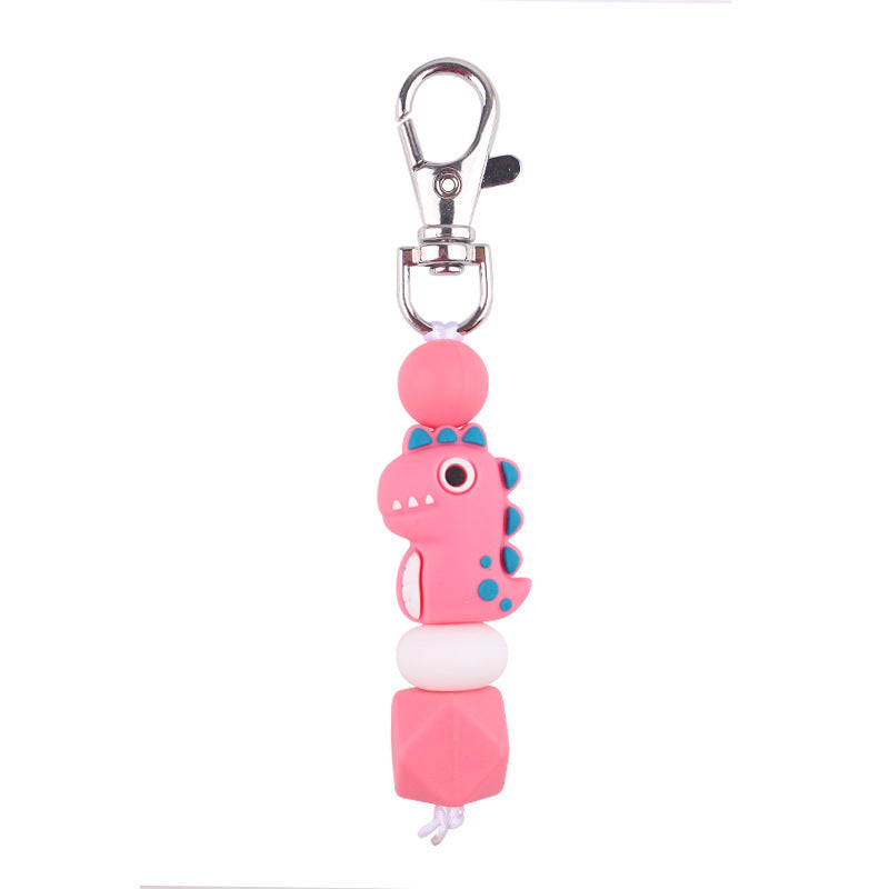 Wholesale Creative 3D Cartoon Pink Dinosaur Silicone Keychain