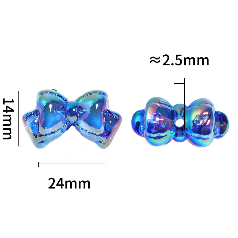 Wholesale UV plating bow beads double layer bow tie acrylic beads
