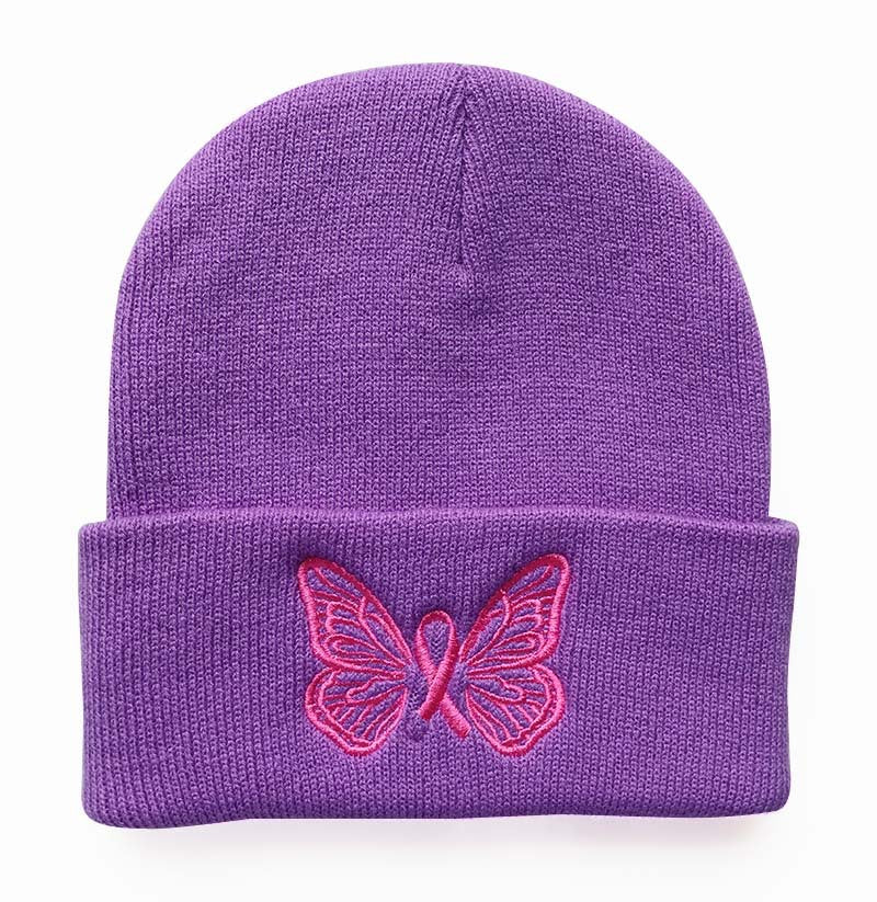 Wholesale Butterfly Embroidery Beanie Warm Acrylic Knitted Beanie