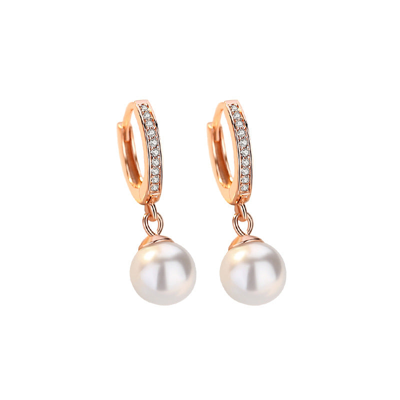 Wholesale Pearl sterling silver elegant rose gold earrings