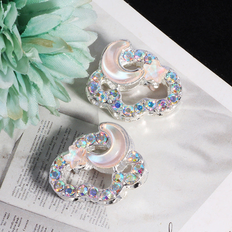 Wholesale 3pcs Fully Diamond Auspicious Cloud Star Moon Crystal Beads