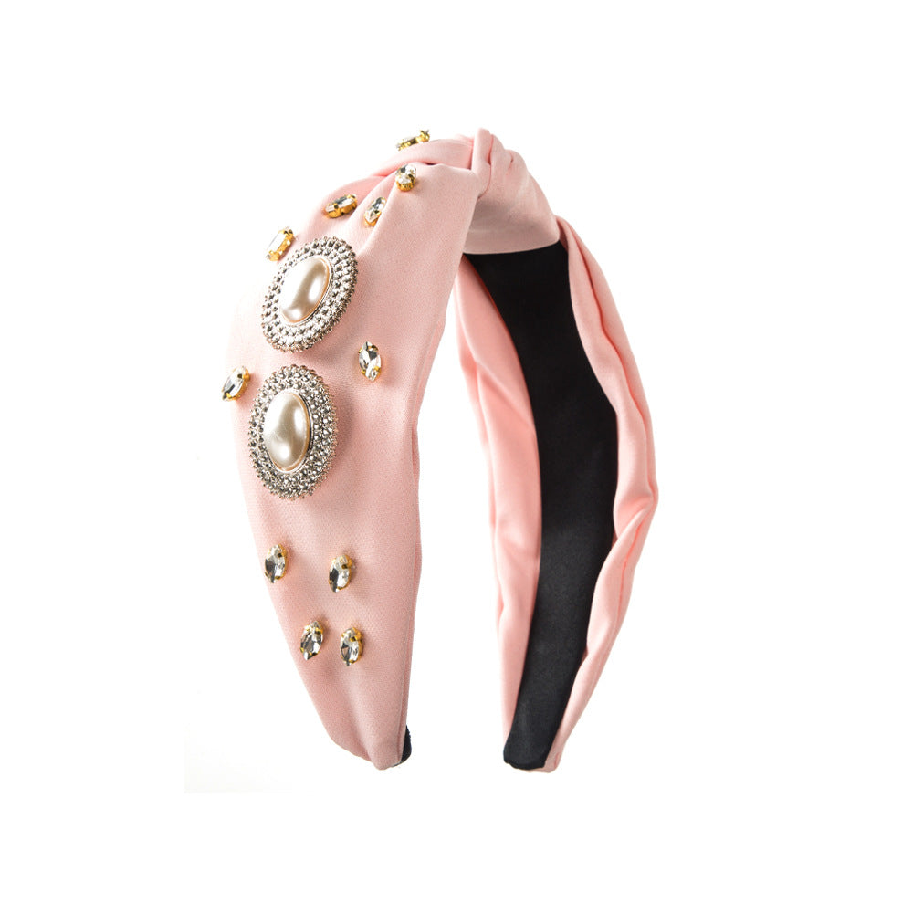 Wholesale Pearl Rhinestone Knotted Pressed Hair Hoop