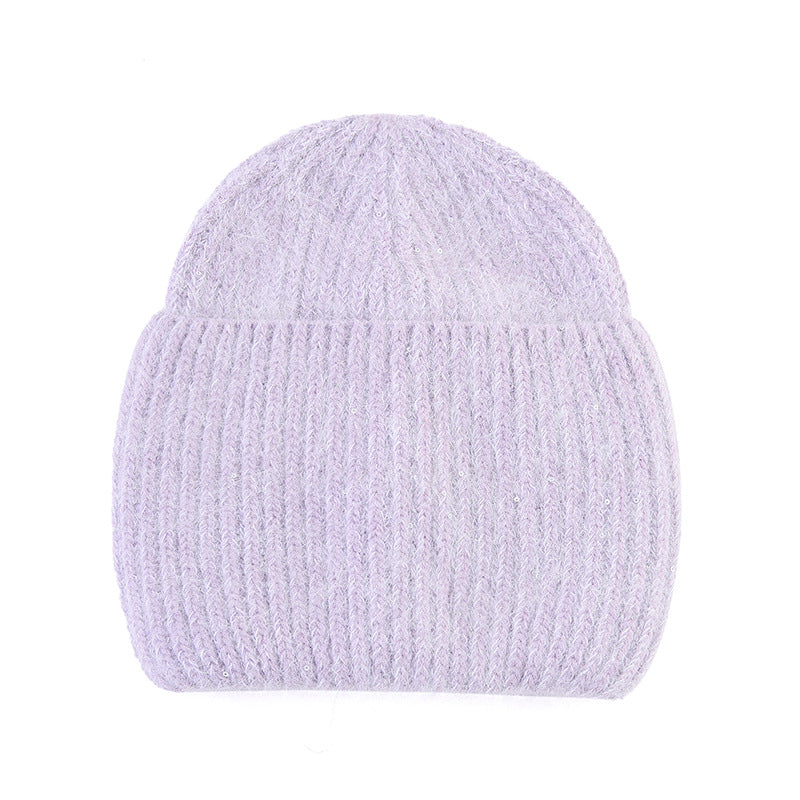 Wholesale Winter Knitted Hat Men's Woolen Hat Thickened Pure Rabbit Velvet Shiny Knitted Hat