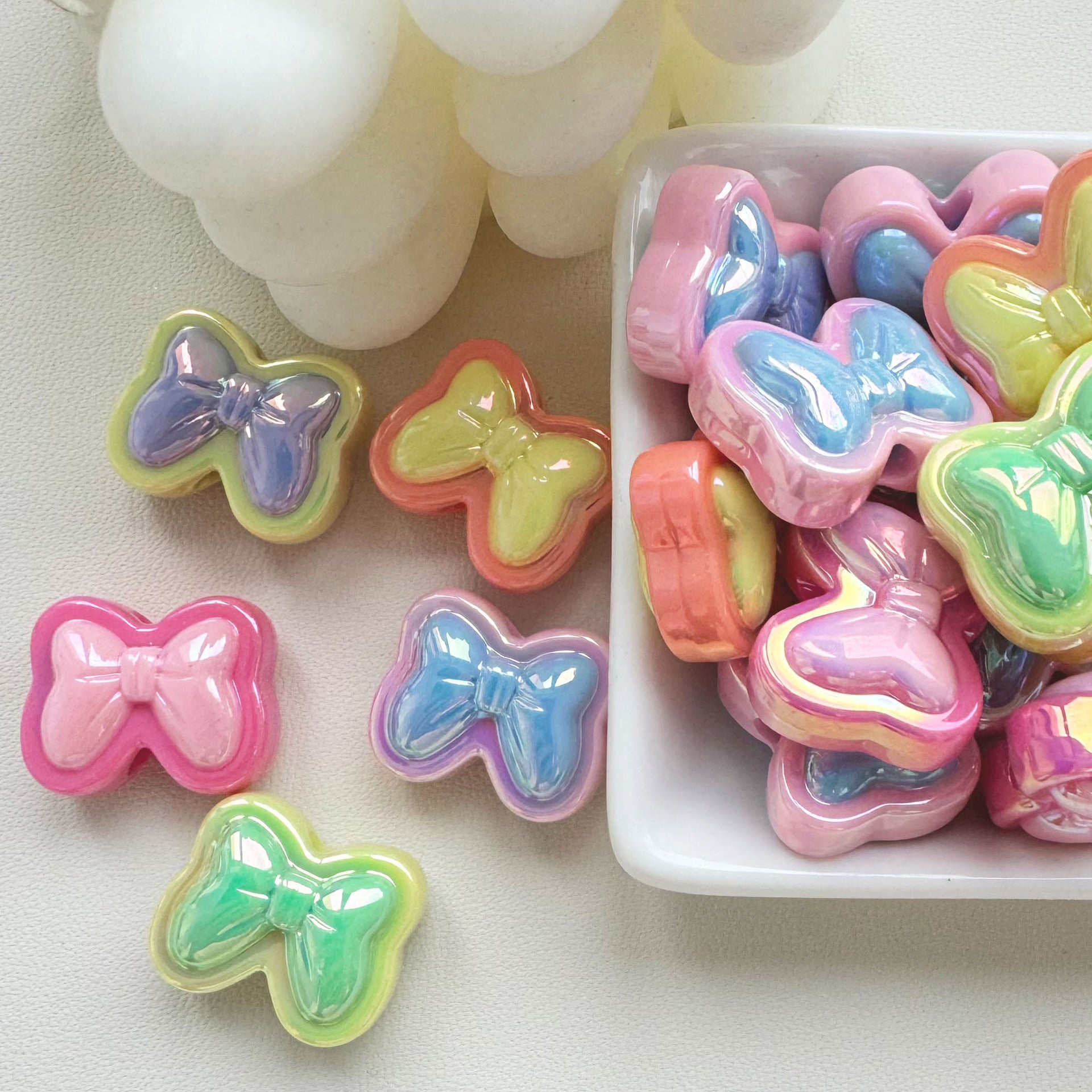 Wholesale 10pcs Color matching five-pointed star flower love resin beads