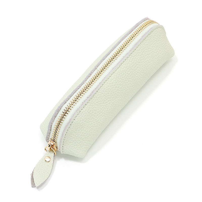 Wholesale Vintage Genuine Leather Pebbled Cowhide Large Capacity Pencil Bag