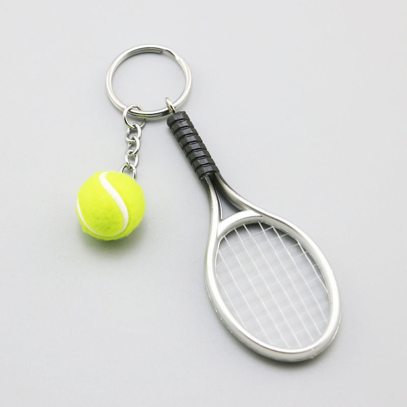 Wholesale Simulation Metal Tennis Mini Tennis Keychain