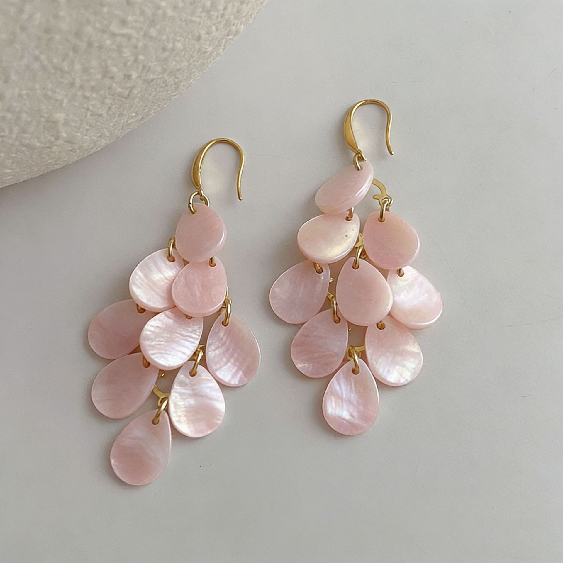 Wholesale Trendy Bohemian Water Drop Acrylic Tassel Earrings Japanese Korean Style Shell Design Fashion Jewelry Accessory For Vacation And Gift