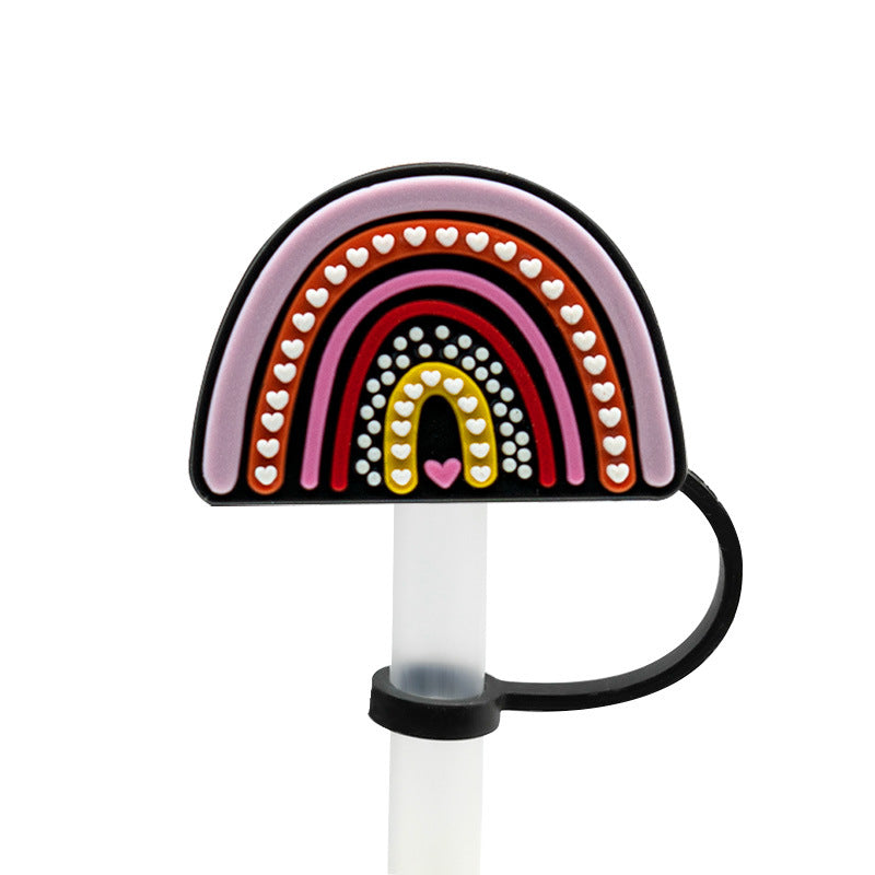 Wholesale of 10pcs Love Leopard Print Silicone Straw Sets