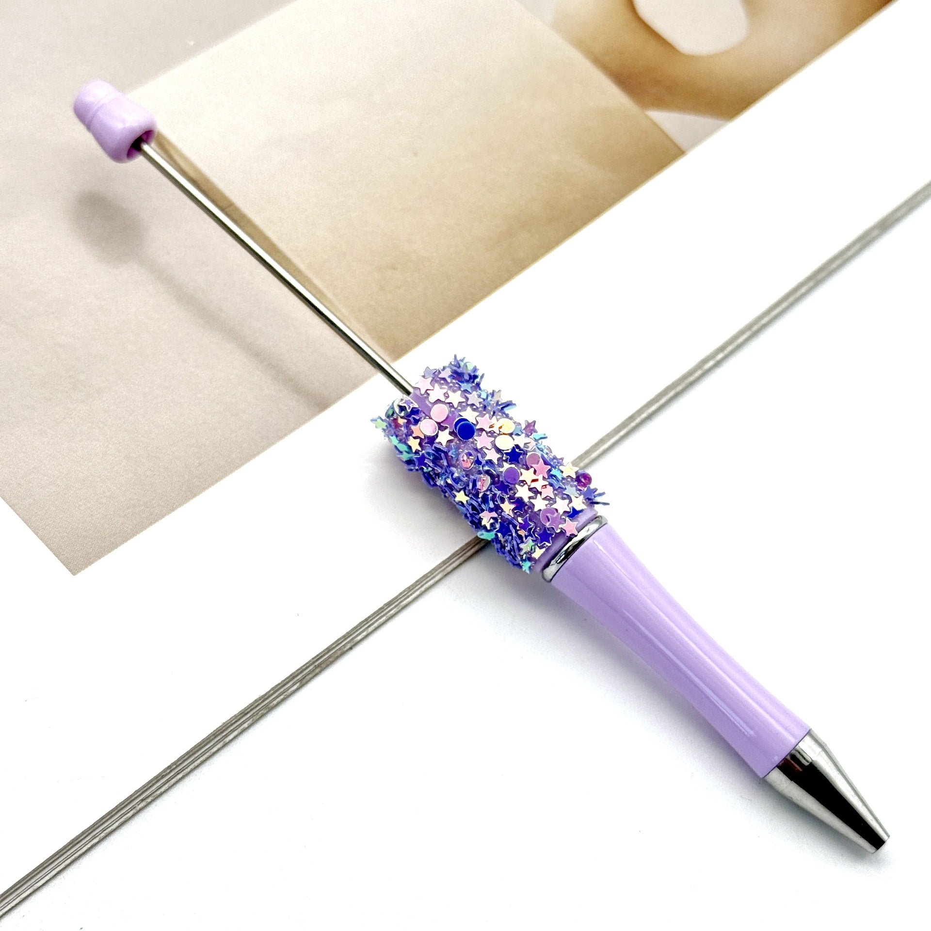 Wholesale DIY Small Star Beaded Pen Shining Sequins Star Ballpoint Pen Handmade Patch Cute Beaded Ballpoint Pen in stock