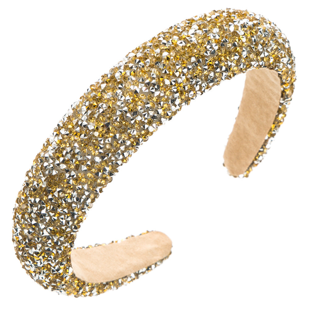 Wholesale New fashion hair pressure non-slip pure handmade sponge wide edge inlaid small rhinestone increased cranial top hair accessories women's headband