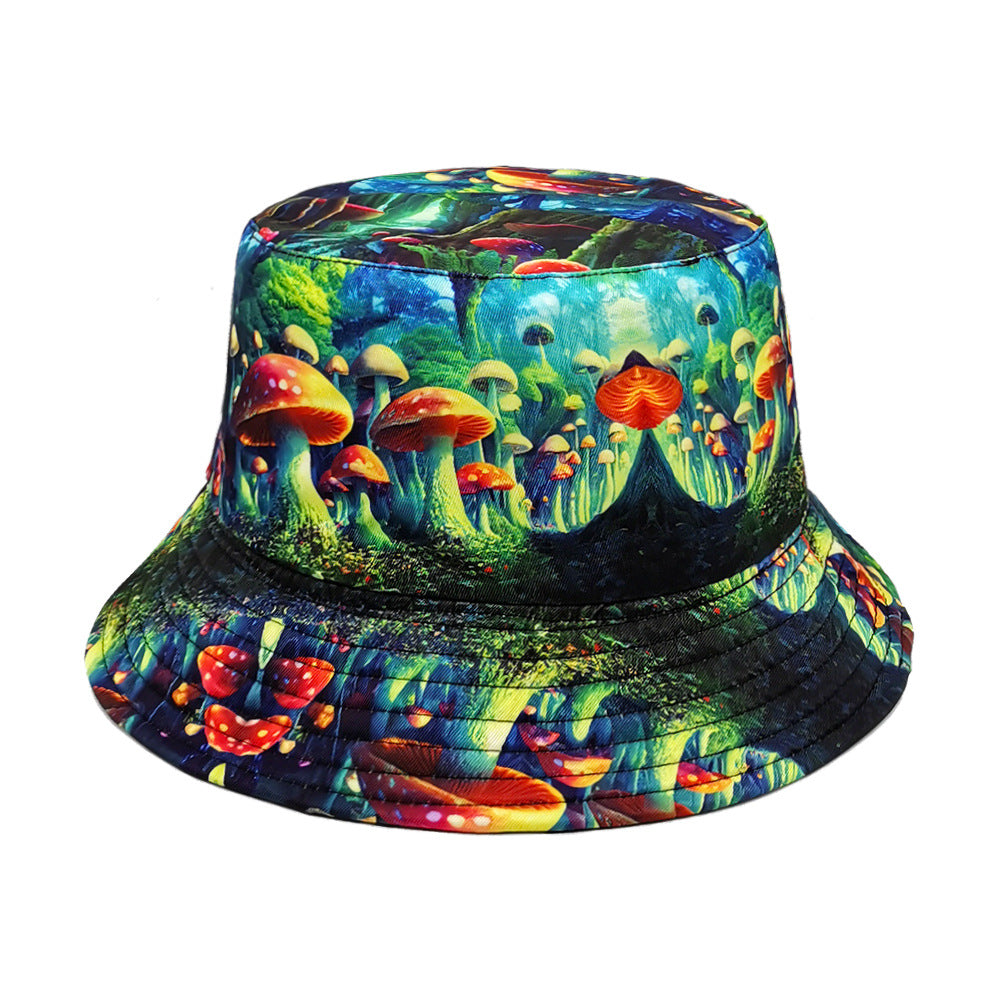 Wholesale Magic Mushroom Pattern Double-sided Printed Outdoor Bucket Hat