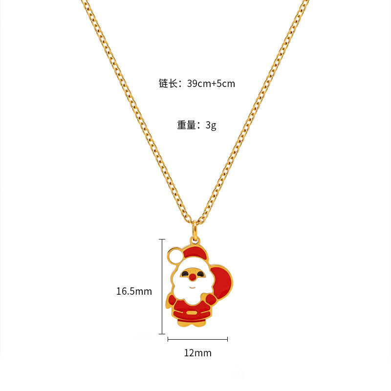 Wholesale Christmas Elk Snowman Bell Necklace